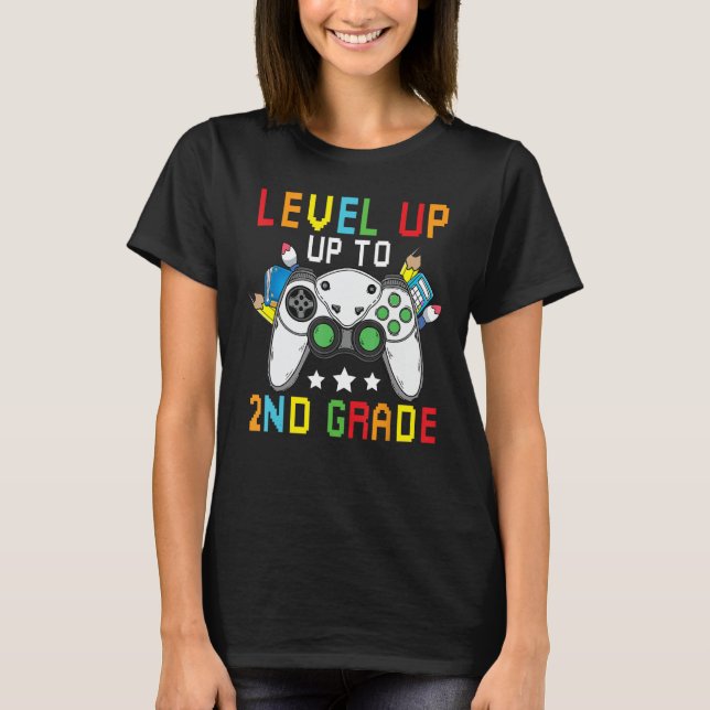 Levelled Up To 2nd Grade Boy Second Grade Crew Bac T-Shirt (Front)