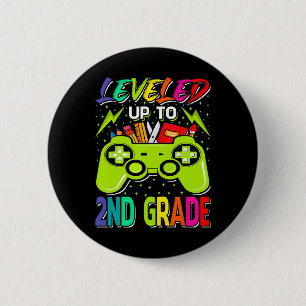 Levelled Up To 2nd Grade Gamer Back To School Firs 2 Inch Round Button