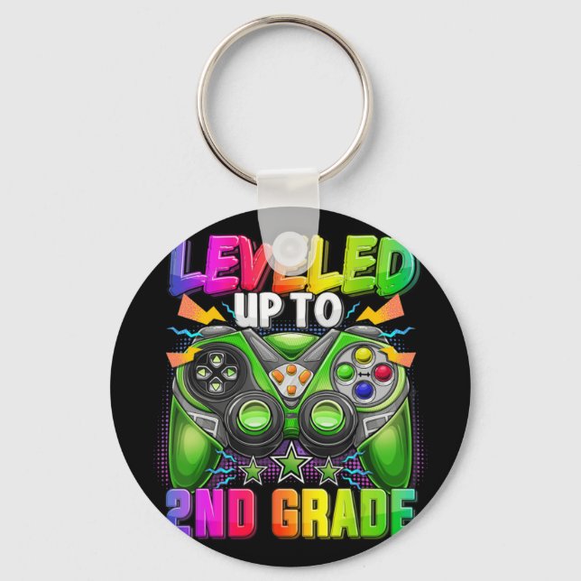 Levelled Up To 2nd Grade Gamer Back To School Firs Keychain (Front)