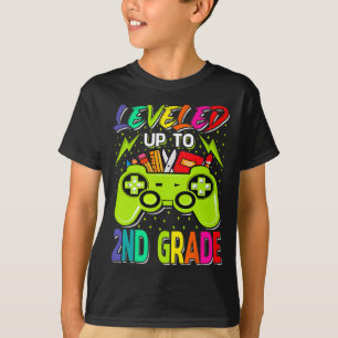 Levelled Up To 2nd Grade Gamer Ck To School First T-Shirt