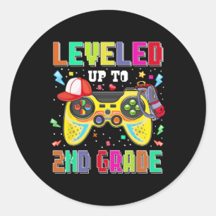Levelled Up To 2nd Grade Gamer First Day Boys Ck T Classic Round Sticker