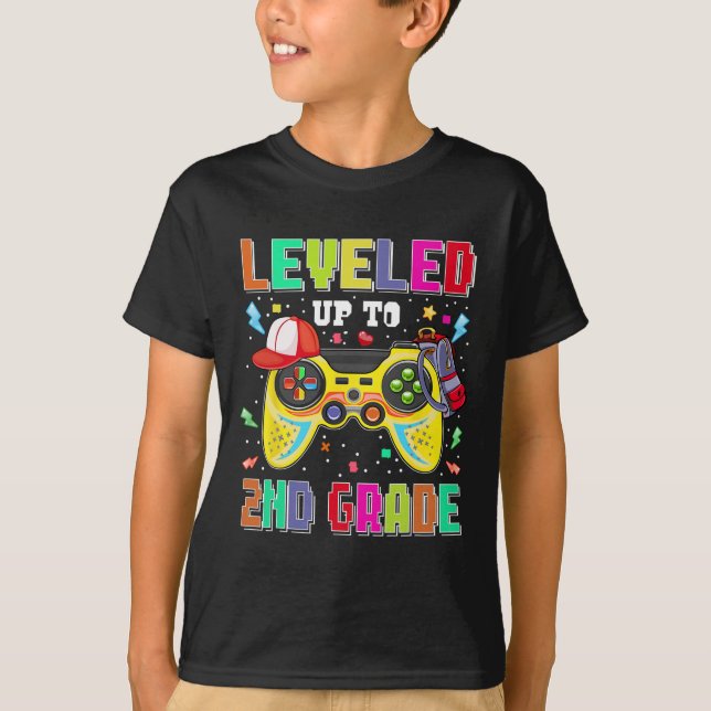 Levelled Up To 2nd Grade Gamer First Day Boys Ck T T-Shirt (Front)