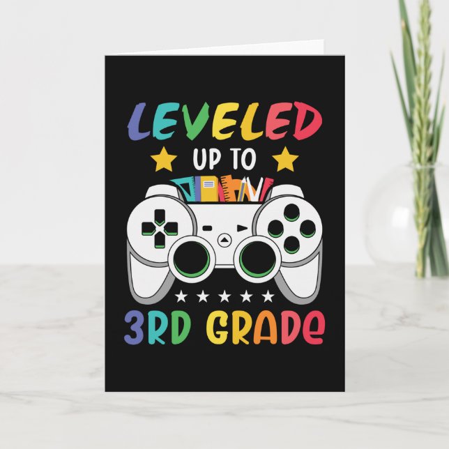 Levelled Up To 3rd Grade Back to School Video Game Card (Front)