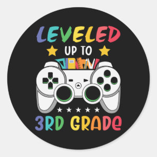 Levelled Up To 3rd Grade Back to School Video Game Classic Round Sticker