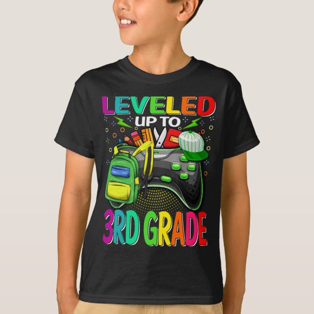 Levelled Up To 3rd Grade Gamer Back To School Firs T-Shirt (Front)