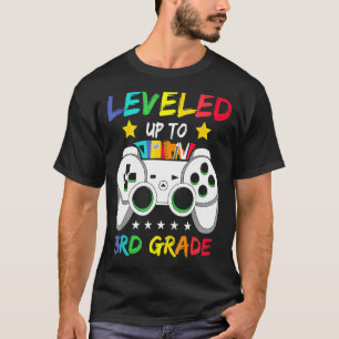 Levelled Up To 3rd Grade Video Gamer Boys Back To T-Shirt