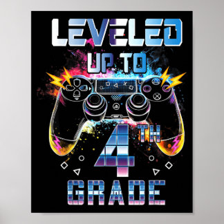 Levelled Up To 4th Grade Video Gamer Back To Schoo Poster