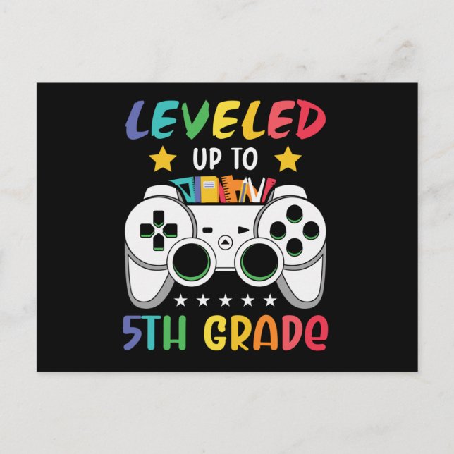 Levelled Up To 5th Grade Back to School Video Game Postcard (Front)