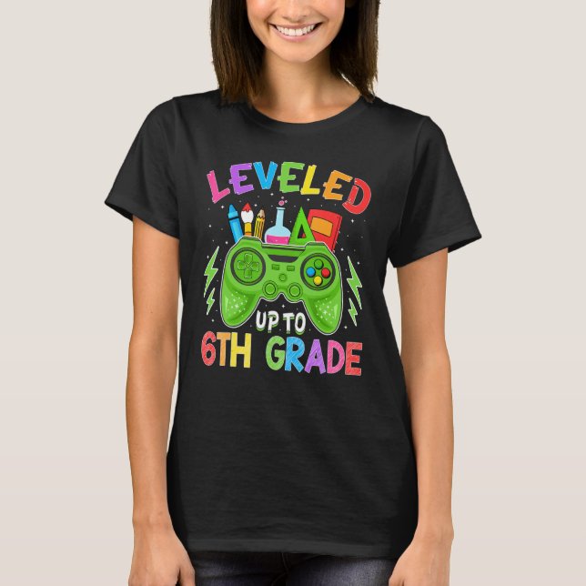 Levelled Up To 6th Grade Back To School Gamer Stud T-Shirt (Front)