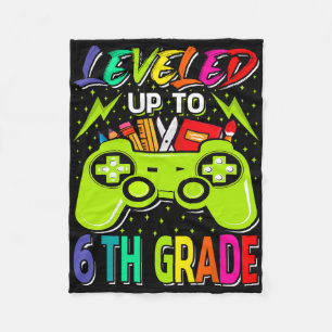 Levelled Up To 6th Grade Gamer Byck To School Firs Fleece Blanket
