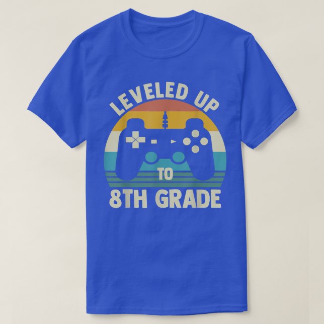 Levelled Up To 8th Grade Back To School Video Game T-Shirt (Design Front)