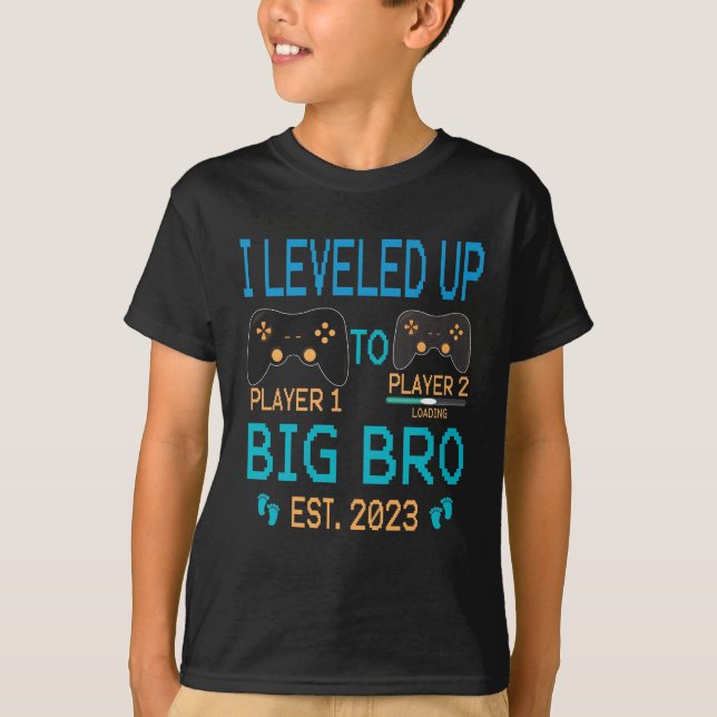 Levelled Up To Big Bro 2023, New Big Brother Gamin T-Shirt (Front)