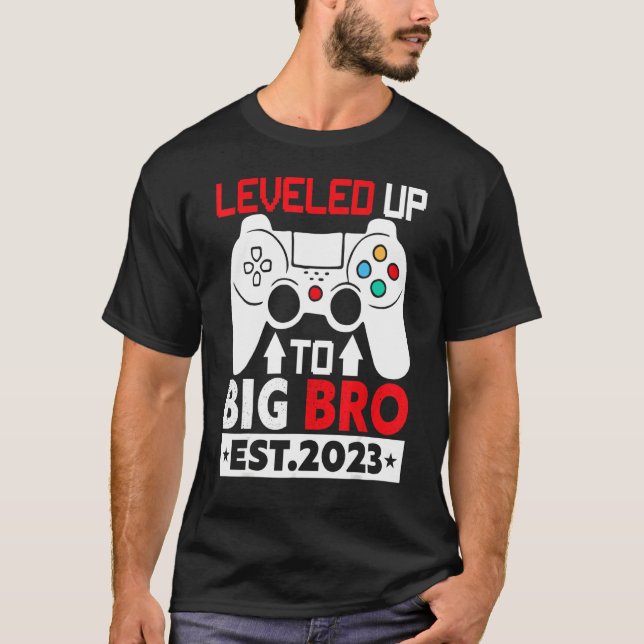 Levelled Up To Big Bro I'm Going To Be A Big Broth T-Shirt (Front)