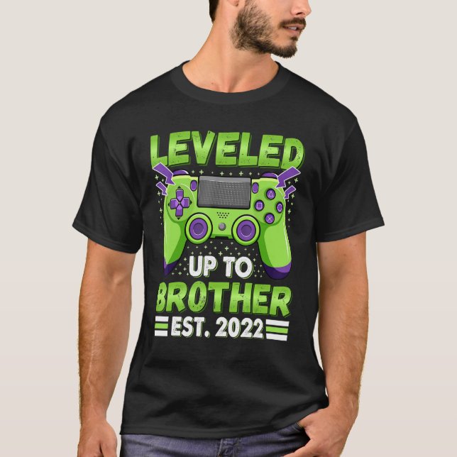 Levelled Up To Brother 2022 Promoted To Big Bro Ga T-Shirt (Front)