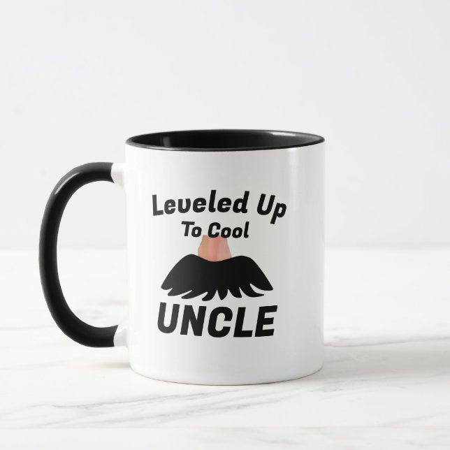 Levelled Up to Cool Uncle Gift, Funny Father's Day Mug (Left)