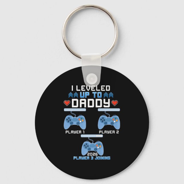 Levelled Up To Daddy Again Funny Gamer Dad Est 202 Keychain (Front)