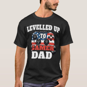 Levelled up to Gamer Dad: American Flag Controller T-Shirt