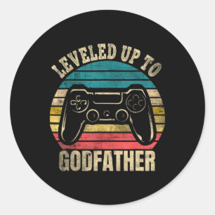 Levelled Up To Godfather Video Gamer Gaming 1  Classic Round Sticker