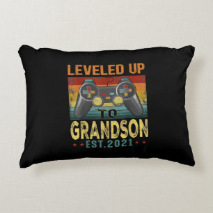 Levelled Up To Grandson 2021 Video Gamer Accent Pillow