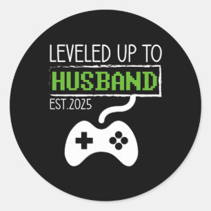 Levelled Up To Husband 2025 Video Game Funny Marri Classic Round Sticker