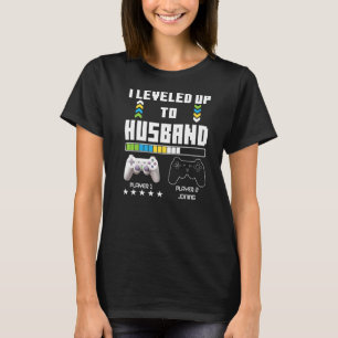 Levelled Up To Husband Gaming Controller Couple Ga T-Shirt