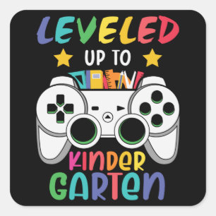 Levelled Up To Kindergarten Back to School Gamer Square Sticker