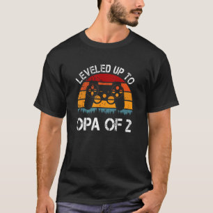 Levelled Up To Opa Of 2 Video Game Funny Fathers D T-Shirt