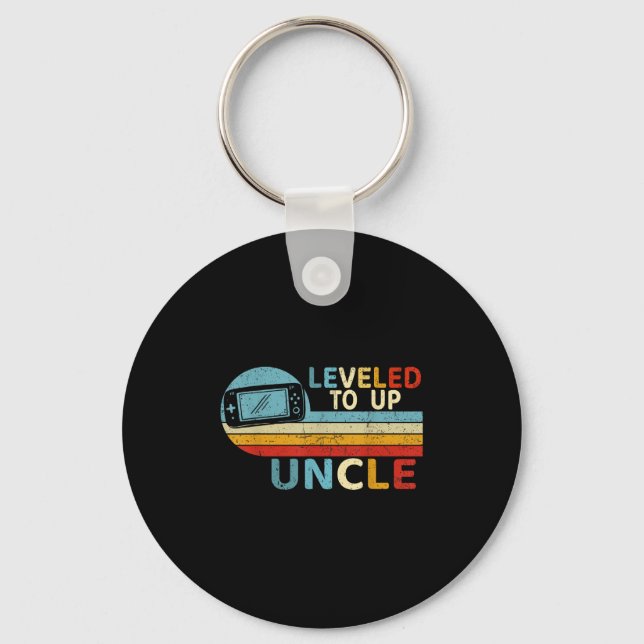 Levelled Up To Uncle Funny Video Gamer First Time  Keychain (Front)