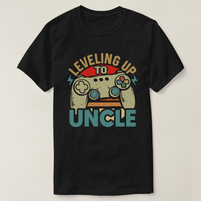 Levelled Up To Uncle Gamer Gaming Future Uncle  T-Shirt (Design Front)
