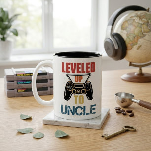 Levelled Up to Uncle Gaming Controller Two-Tone Coffee Mug