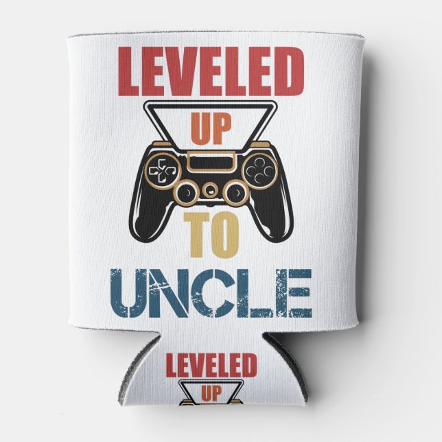 Levelled Up To Uncle New Uncle T-Shirt New Uncle Can Cooler (Front)