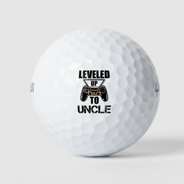 Levelled Up To Uncle New Uncle T-Shirt New Uncle Golf Balls (Front)