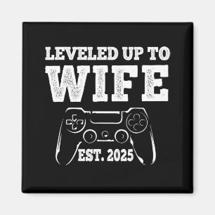 Levelled Up To Wife 2025 Funny Just Married Gamer  Magnet
