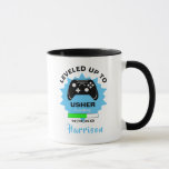 Levelled Usher Up Gamer Fun Glass Mug<br><div class="desc">A modern Usher gift idea for those who love playing computer generated games,  featuring two games consoles and a humour statement "Levelled Up To Usher" Just customize with a personal name for that extra special touch at no extra cost.</div>