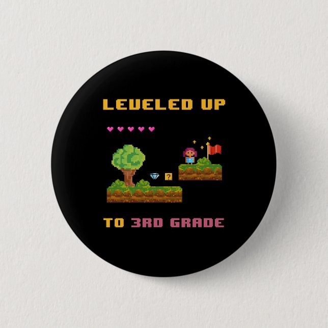 Levelling Up 3rd Grade Ck To School Shirt Funny Ga 2 Inch Round Button (Front)