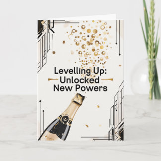 Levelling Up Birthday Funny Gamer Champagne Card