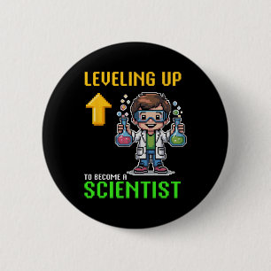 Levelling Up Scientist Ck To School Funny Gamer Bo 2 Inch Round Button