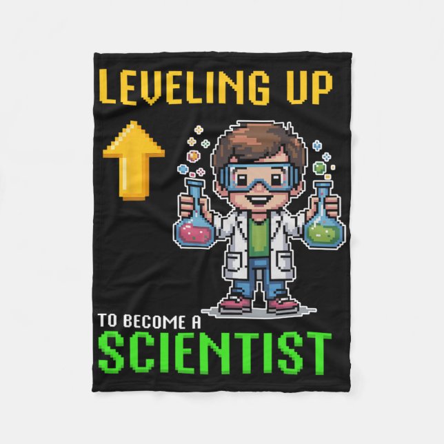 Levelling Up Scientist Ck To School Funny Gamer Bo Fleece Blanket (Front)