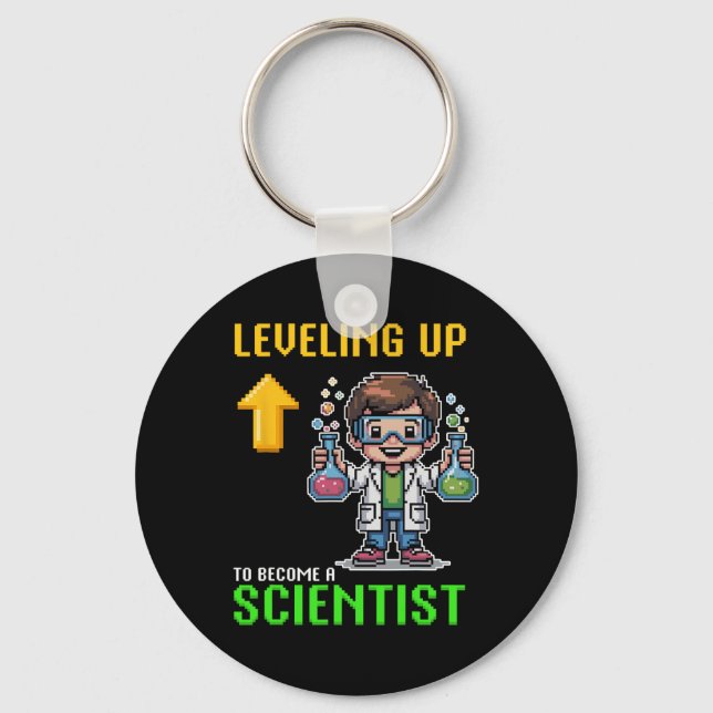 Levelling Up Scientist Ck To School Funny Gamer Bo Keychain (Front)