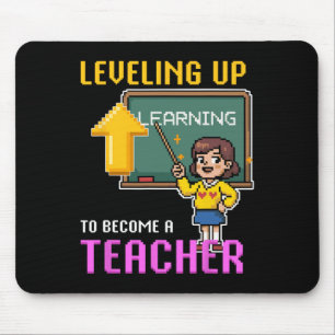 Levelling Up Teacher Ck To School Funny Gamer Girl Mouse Pad