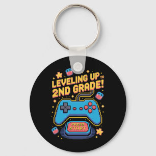Levelling Up To 2nd Grade Gamer 8 Bit Pixelated Pi Keychain