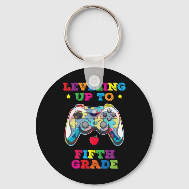 Levelling Up To 5th Grade Autism Gamer Ck To Schoo Keychain (Front)