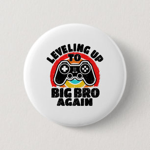 Levelling Up To Big Bro Again Vintage Gamer Brothe 2 Inch Round Button
