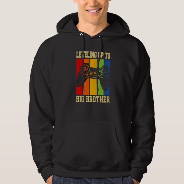 Levelling up to Big Brother 2022 gamer boys kids m Hoodie (Front)