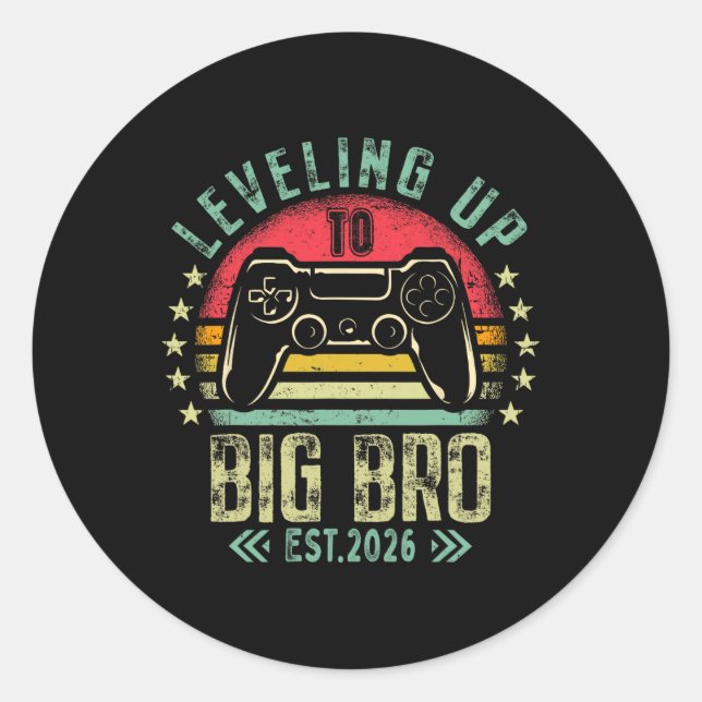 Levelling Up To Big Brother 2026 Funny New Gamer B Classic Round Sticker (Front)
