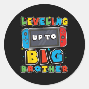 Levelling Up To Big Brother For Gamer Boys Kids Me Classic Round Sticker