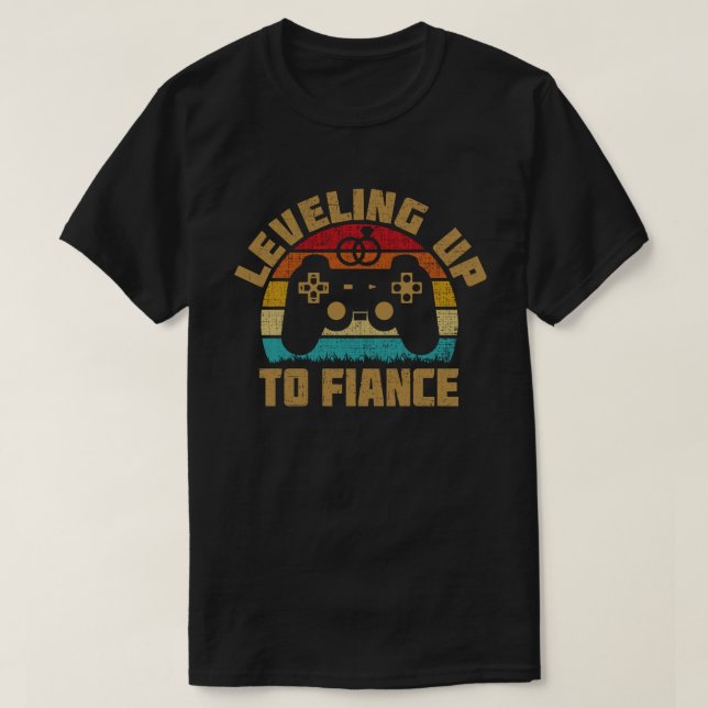 Levelling Up To Fiance Newly Engaged Couple Video T-Shirt (Design Front)