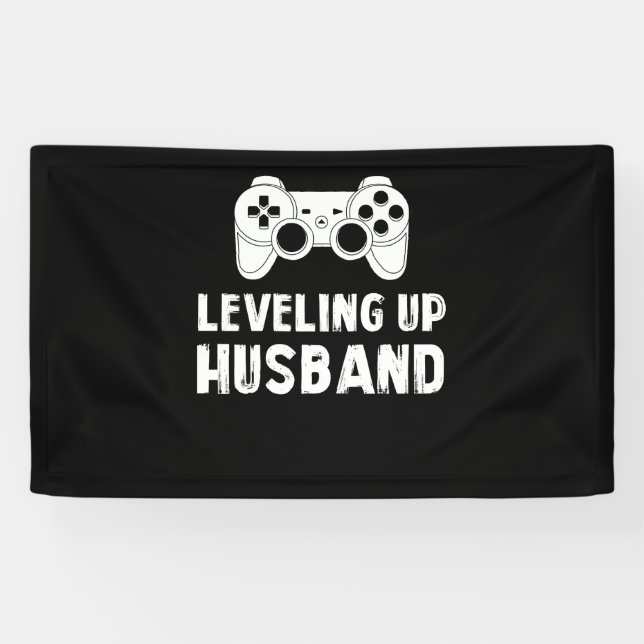 Levelling Up To Husband for Groom Video Game Lover Banner (Horizontal)