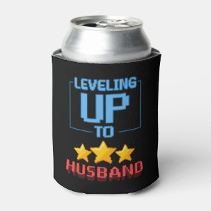 Levelling Up To Husband Funny Groom To Be Bachelor Can Cooler