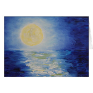 Lever de la lune au-dessus de la peinture du lac